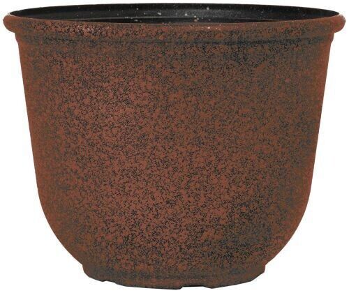 Set of 2 Round 20cm Garden Plant Pot Antique Copper Rustic Brown Planter