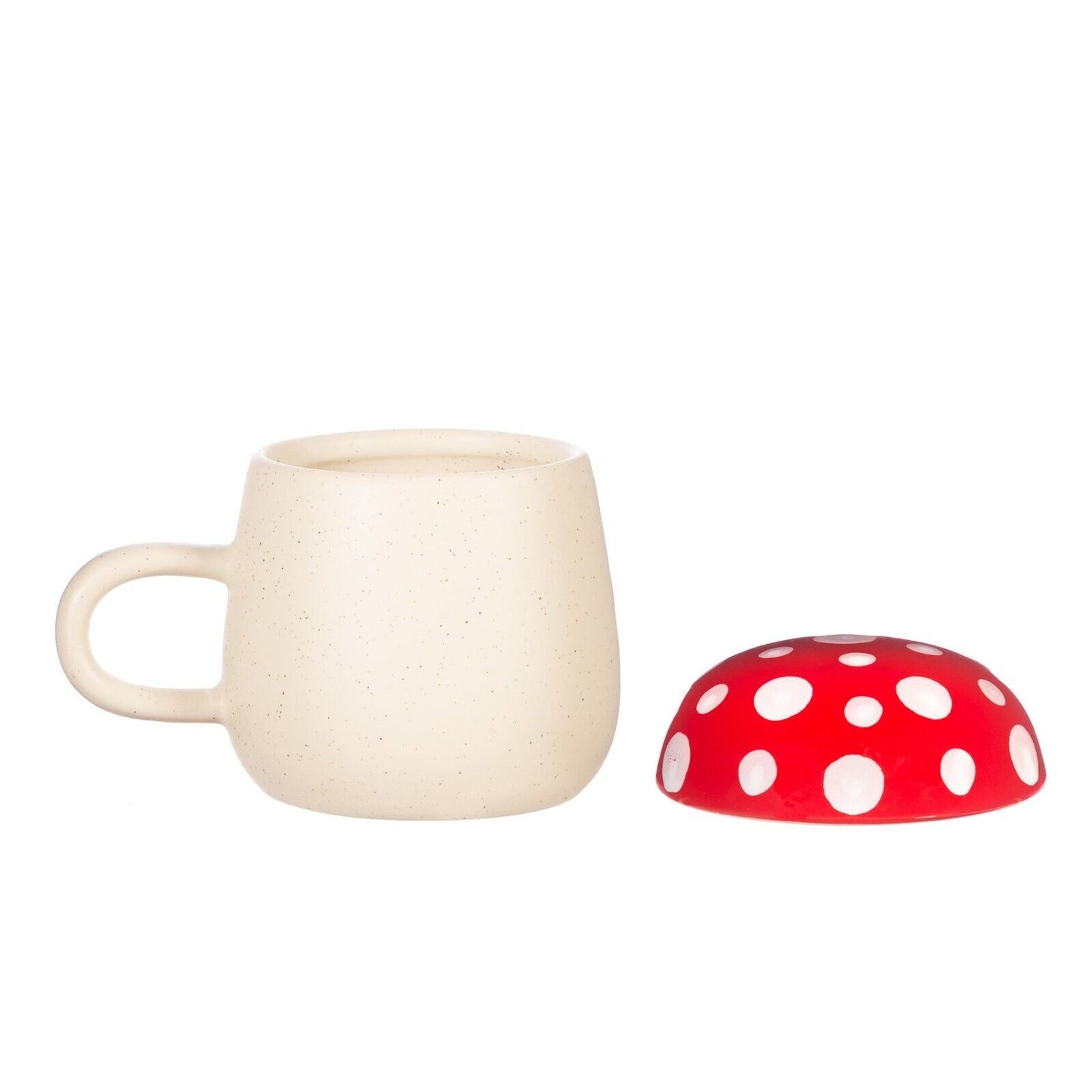 Ceramic Red Mushroom Mug with Lid Tea Coffee Cup Home Office Gift With Cover Lid