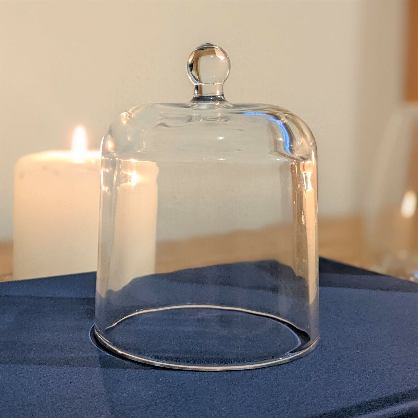 Scented Glass Candle Sandalwood Splendour Natural Candle With Bell Cloche Lid