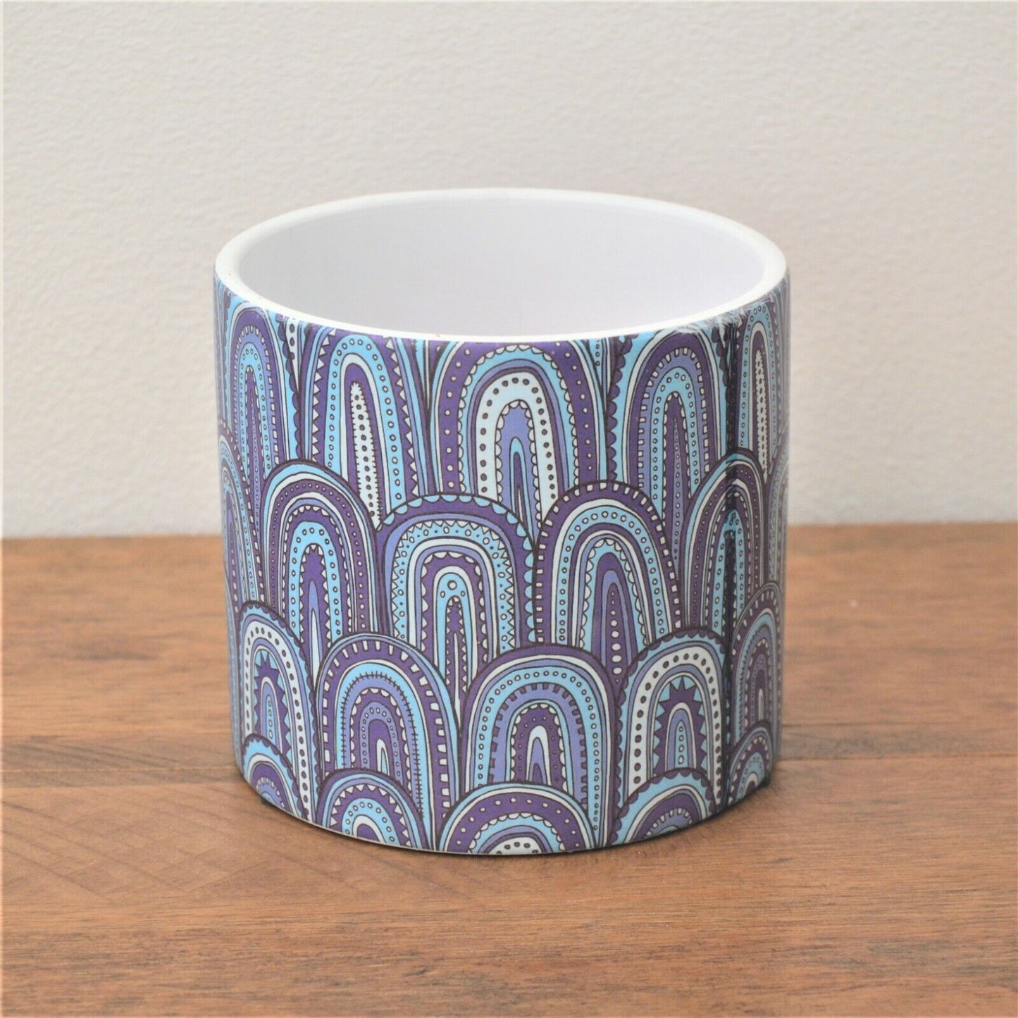 13.5cm Large Blue Geode Ceramic Indoor Plant Pot Holder Herb Cover Planter