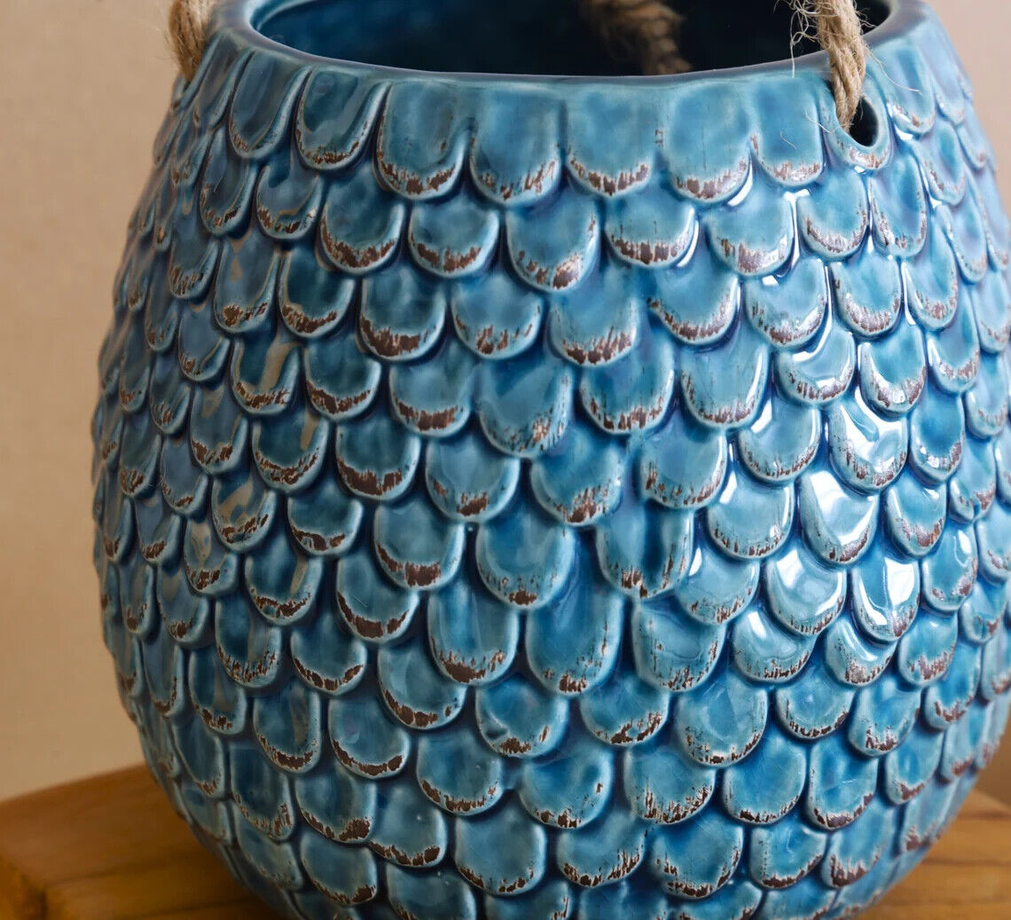 Ceramic Glazed Plant Pot Hanging Planters Cactus Cache Pots Geometric Aztec Tile