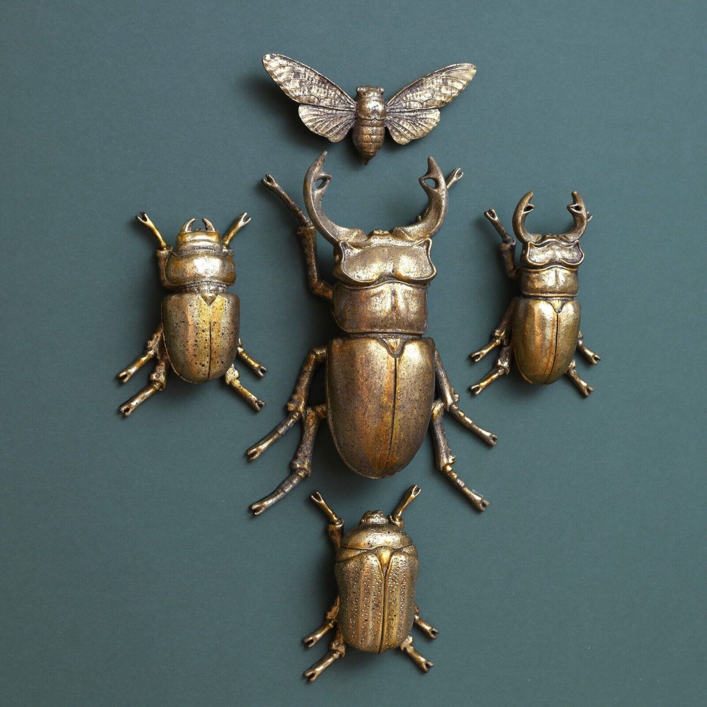 Steampunk Gold Stag Lady Beetle Wall Bee Art Hanging Insect Bug Ornament Décor