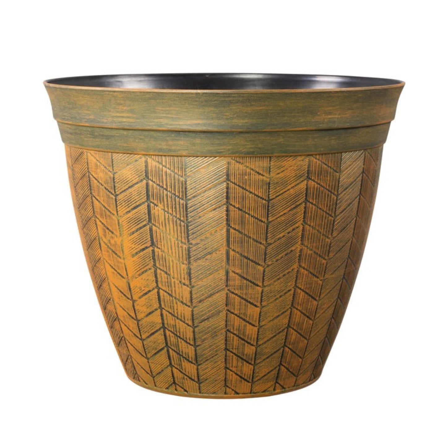 2Pc Round Orange Panelled Plant Pot 38cm Garden Outdoor 21L Planter Cover