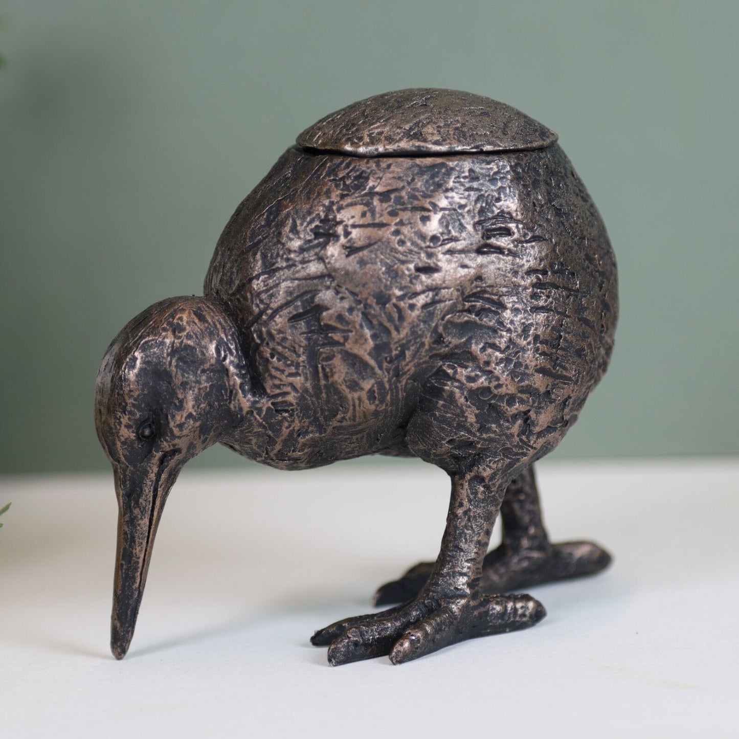 13cm Bird Salt Cellar Resin Salt Pot Aged Copper Finish Kitchen Handmade Pot