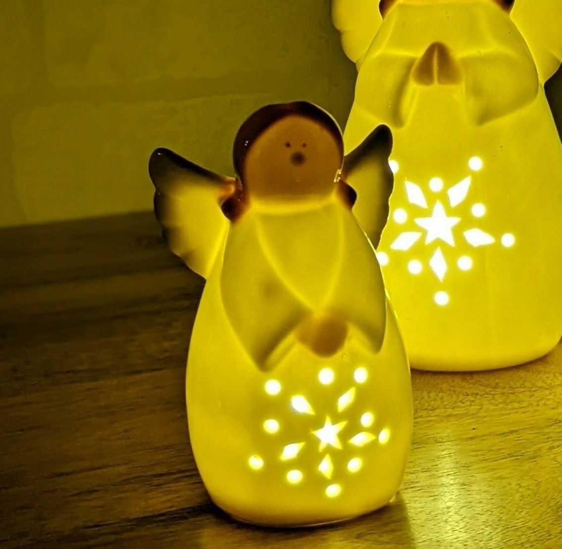 Christmas Angel Wings Light Up LED Warm White Xmas Decor Window Ornament 10cm