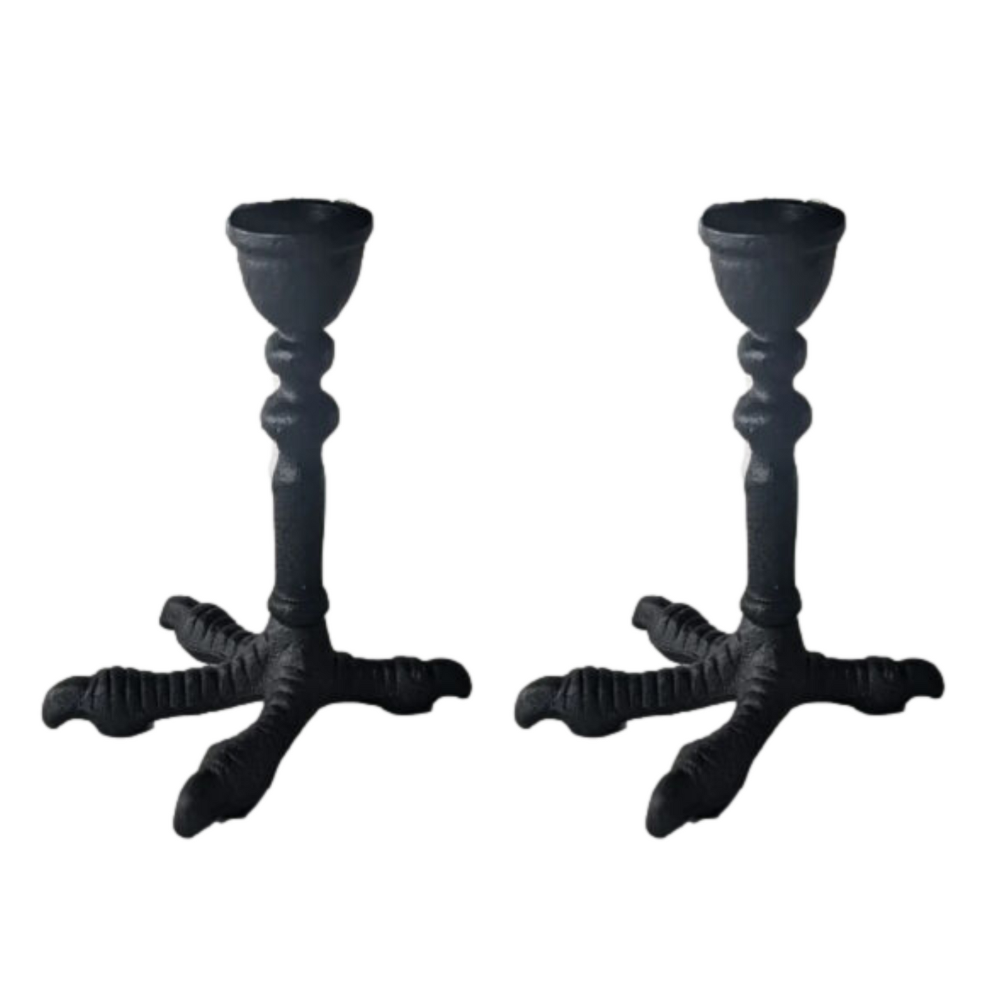 2 Pcs Claw Candle Holder Metal Heavy Gothic Black Halloween Decor Stick Holder