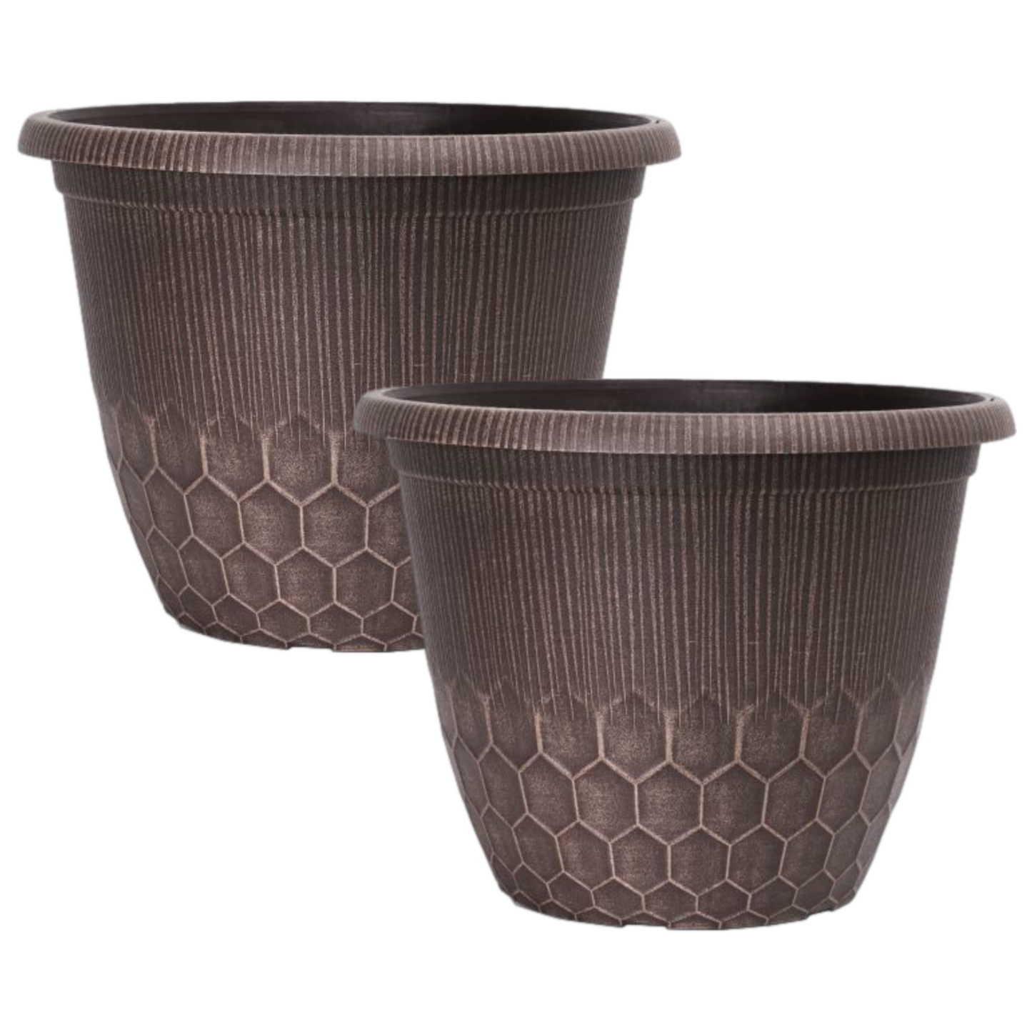 2Pc Round Bristol Planter 31cm Cocoa Berry 11L Plant Pot Home Garden Flower Pot