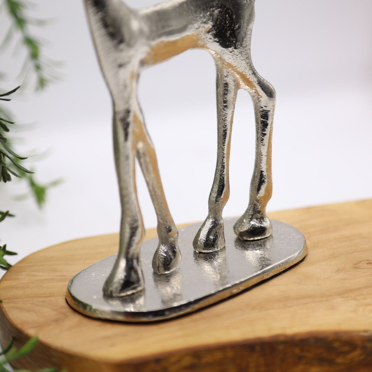 Silver Aluminium Deer Antler 33cm Christmas Home Decor Reindeer Statue Ornament