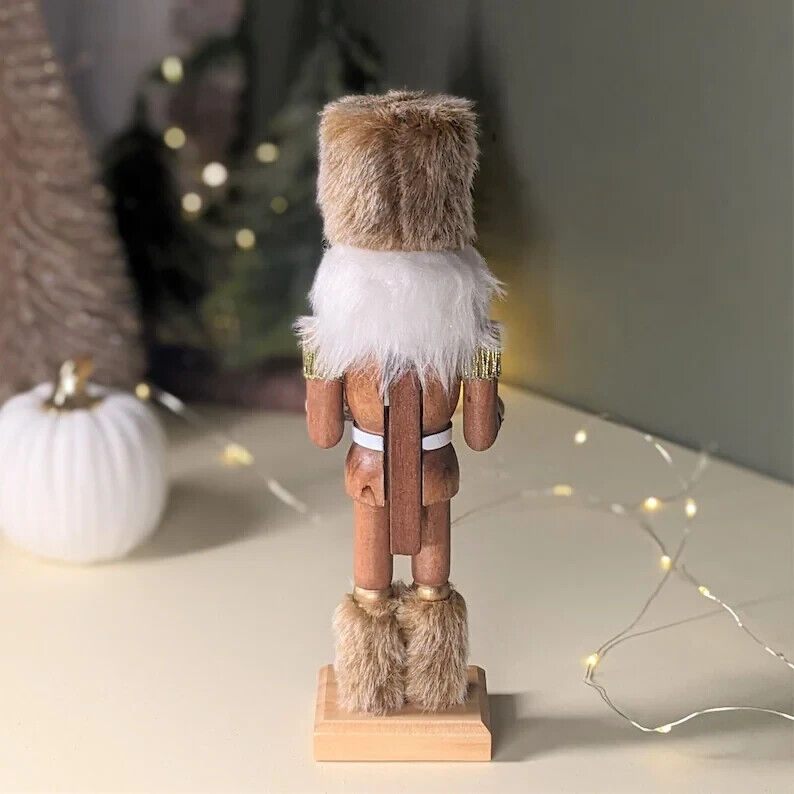 25cm Christmas Nutcracker Soldier Brown Wooden Xmas Ornament Decor Drummer