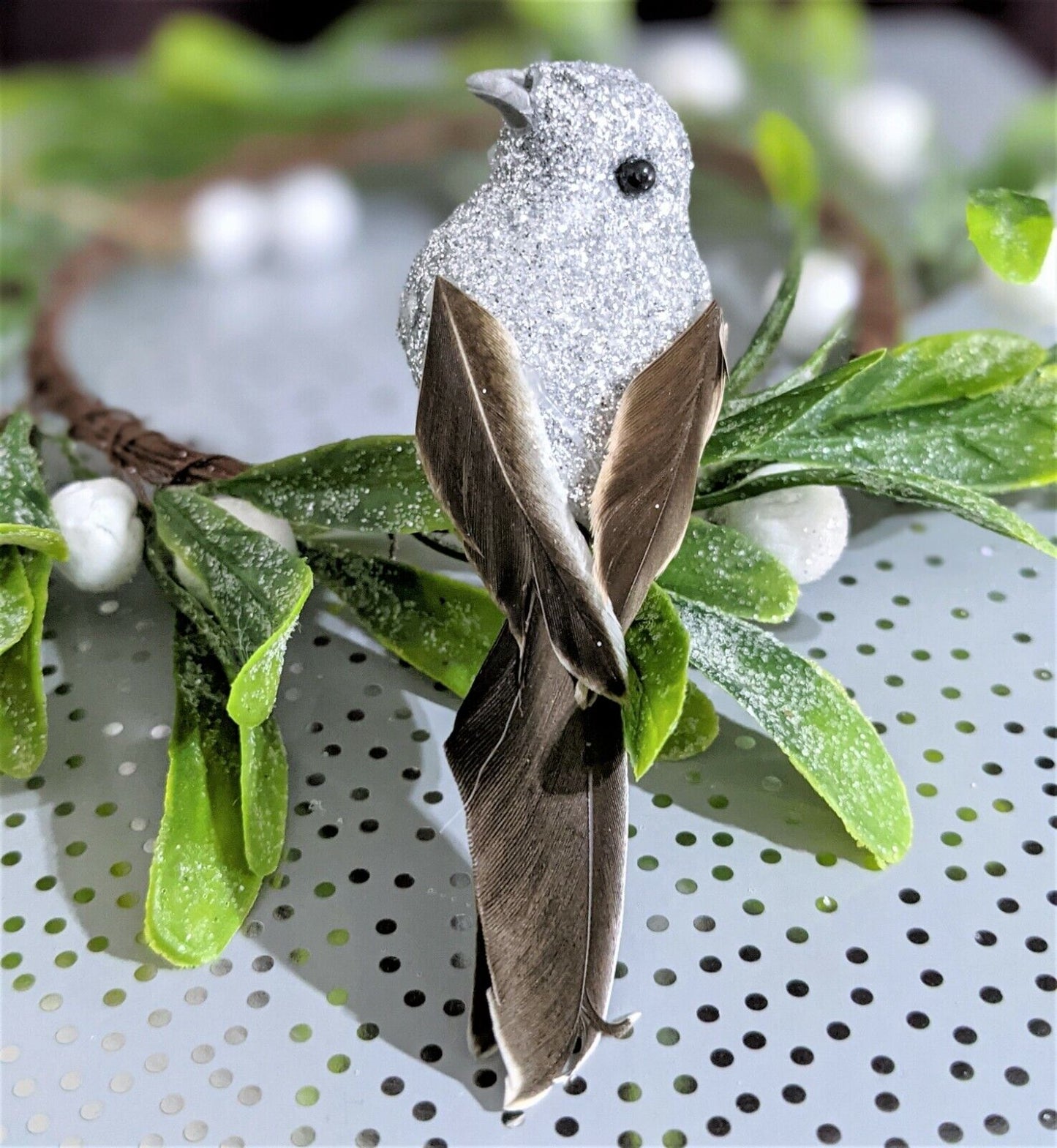 Set of 3 Christmas Tree Clip On Birds With Feathers Xmas Home Decor With Glitter