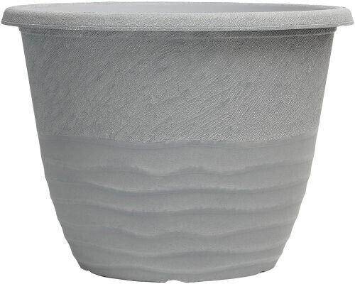 Set of 2 Round 33cm Garden Plant Pot Country Grey Deco Flower Cover Planter