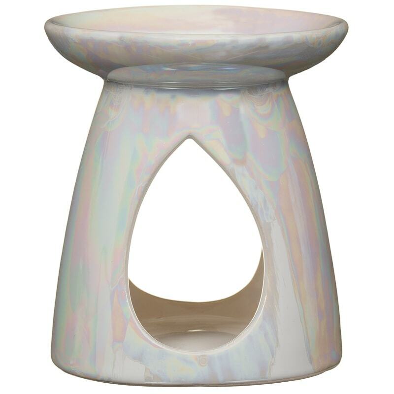 13cm Tall Ceramic Pearlised Fragrance Oil Wax Melt Burner Tealight Candle Holder