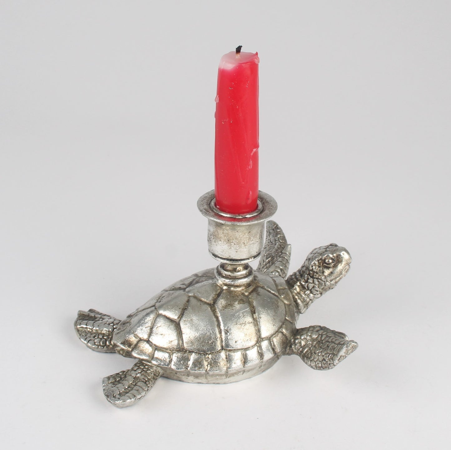 Resin Silver Turtle Taper/Dinner Candle Stick Holder Animal Statue Antique Gift