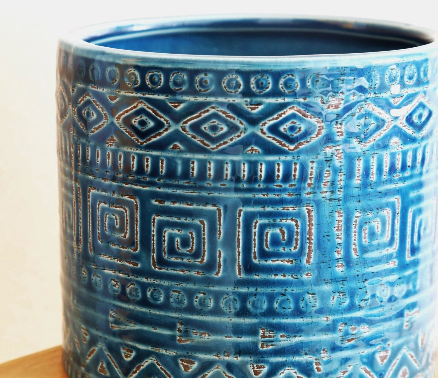 Ceramic Glazed Plant Pot Hanging Planters Cactus Cache Pots Geometric Aztec Tile