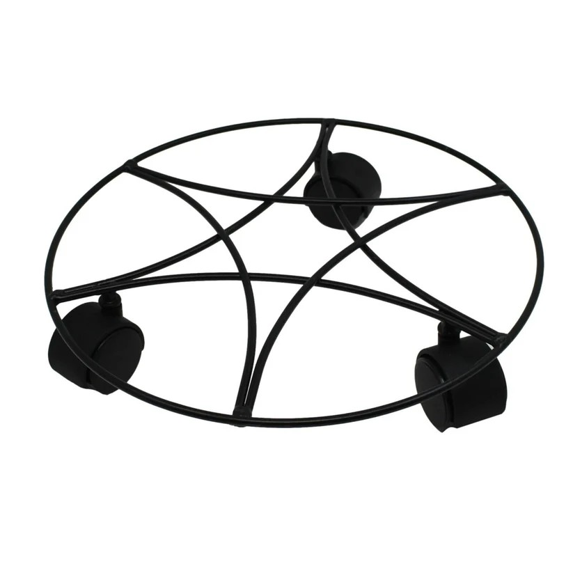 4Pc Plant Pot Planter Caddy Stand Mover Metal Black Wheels Trolley Wheelie Mover