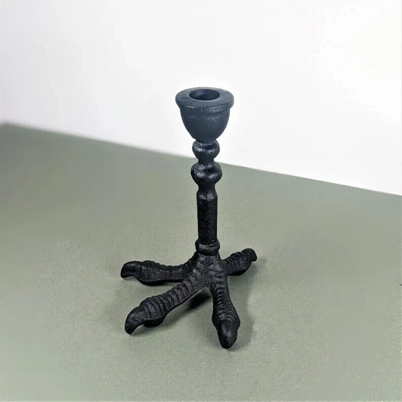2 Pcs Claw Candle Holder Metal Heavy Gothic Black Halloween Decor Stick Holder