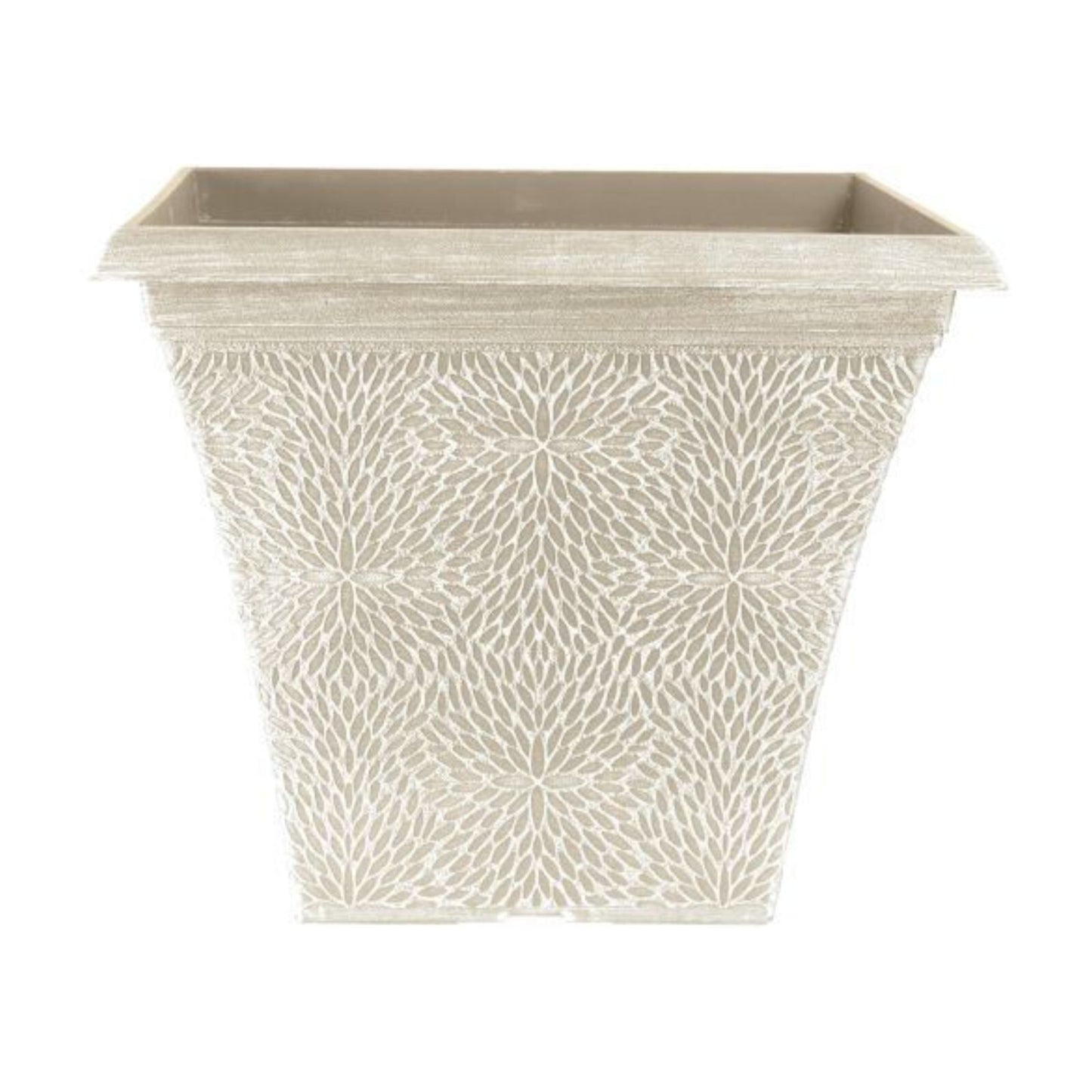 Square Plastic Plant Pot Beige Grey 35cm Outdoor 20L Pot Garden Planter Cover
