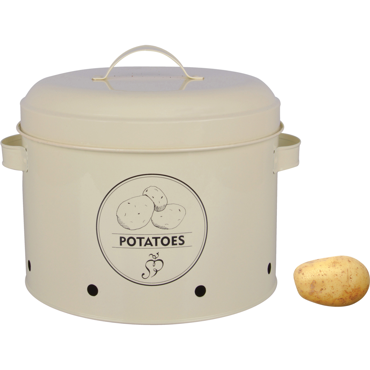 Metal Powder Coated Onion Garlic Potatoes Storage Jars Canisters With Handle Lid