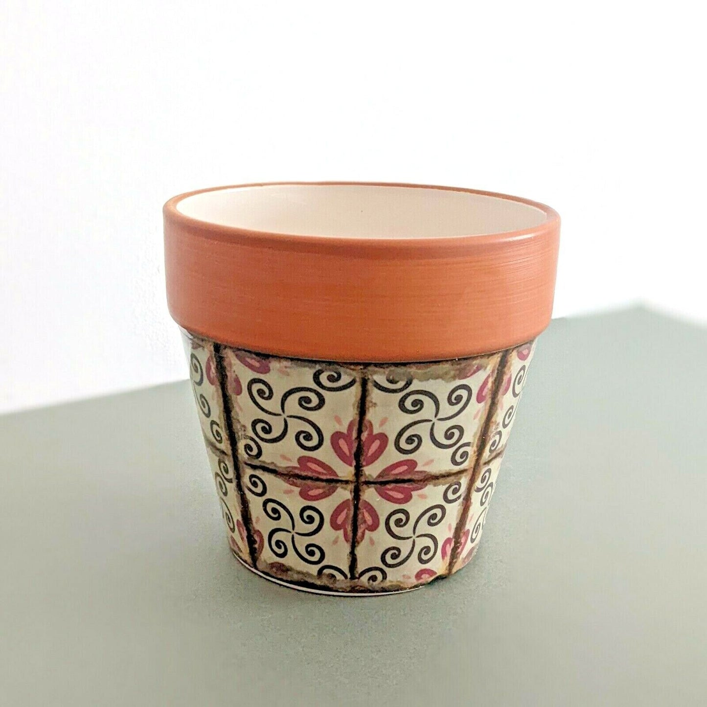 14cm Terracotta Plant Pot Cover Ceramic Planter Tiles Glazed Moroccan Vase Pot