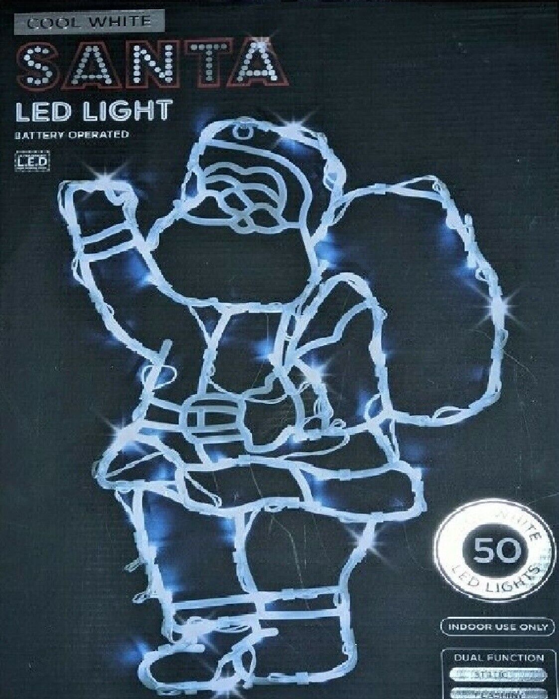 44cm Santa 50 LED Window Hanging Silhouette Battery Lights Xmas Dual Function
