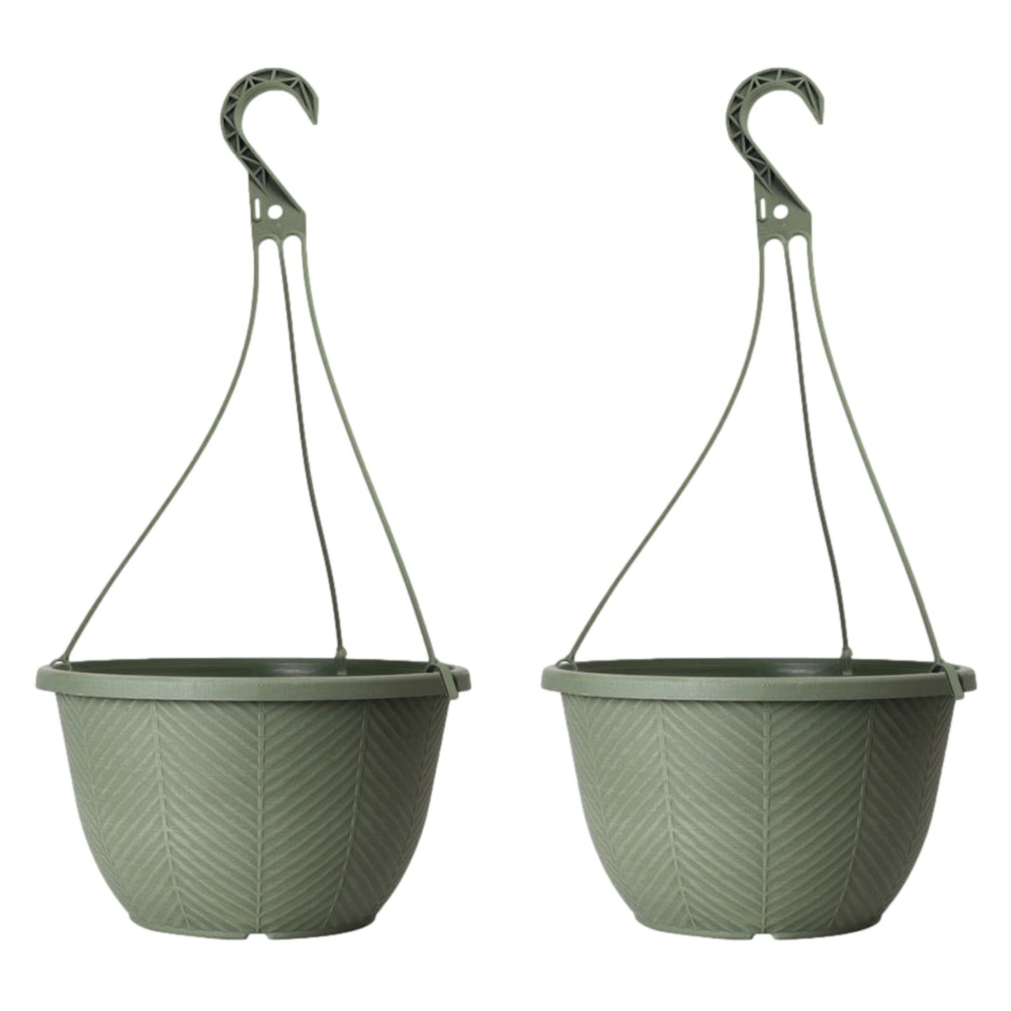 Round Plastic Green Hanging Basket 30cm Plant Pot 8L Home Garden Hook Planter