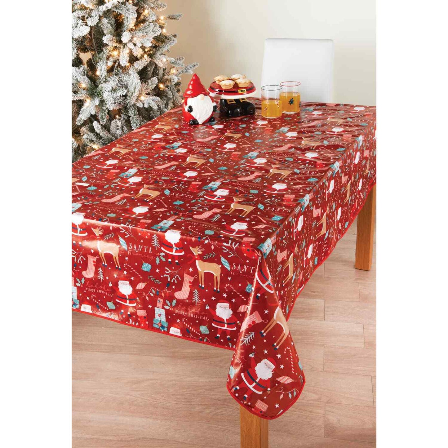 Christmas Dining Table PVC Cloth Wipe Clean Xmas Table Protector Cover 132 x 178