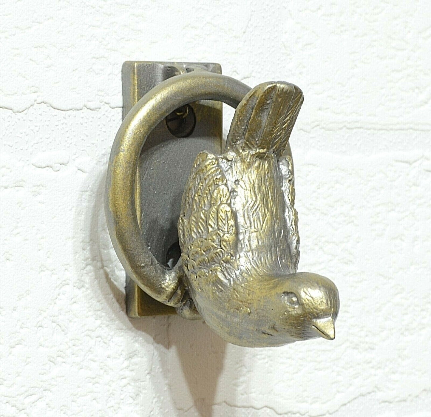 Small Bird Front Door Knocker Ivory Cast Iron Vintage Country Shabby Boho Style