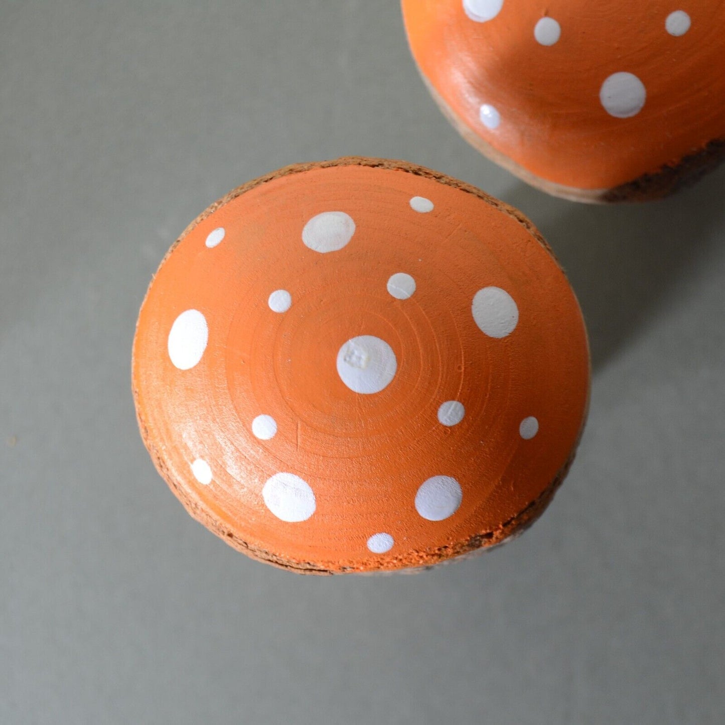 Wooden Orange Painted Mushroom Autumn Fall Toadstool Ornament Home Decor