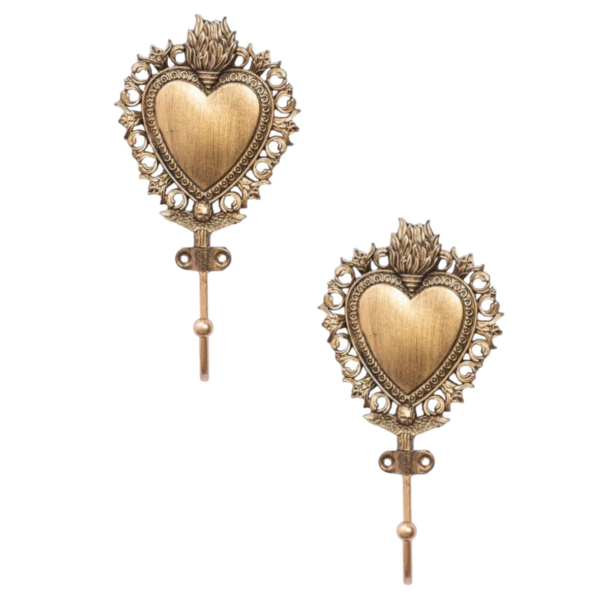 Metal Coat Hook Sacred Heart Antique Gold Wall Mounted Gothic Catholic Key Hook