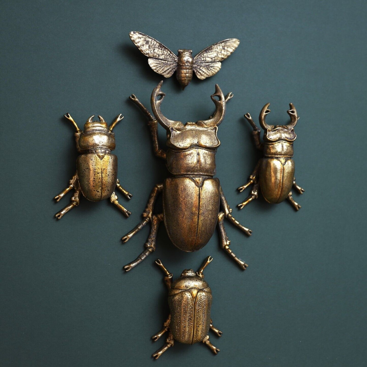 Steampunk Gold Stag Lady Beetle Wall Bee Art Hanging Insect Bug Ornament Décor