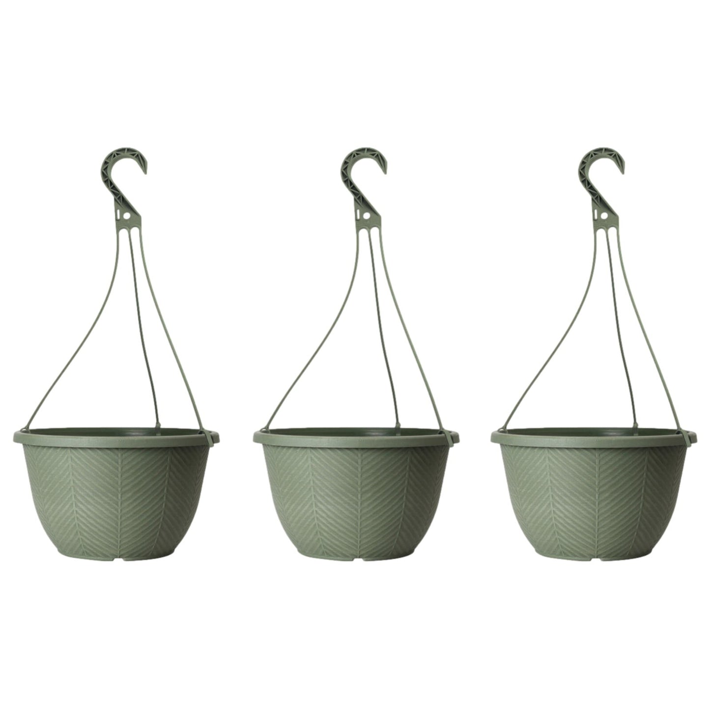 Round Plastic Green Hanging Basket 30cm Plant Pot 8L Home Garden Hook Planter