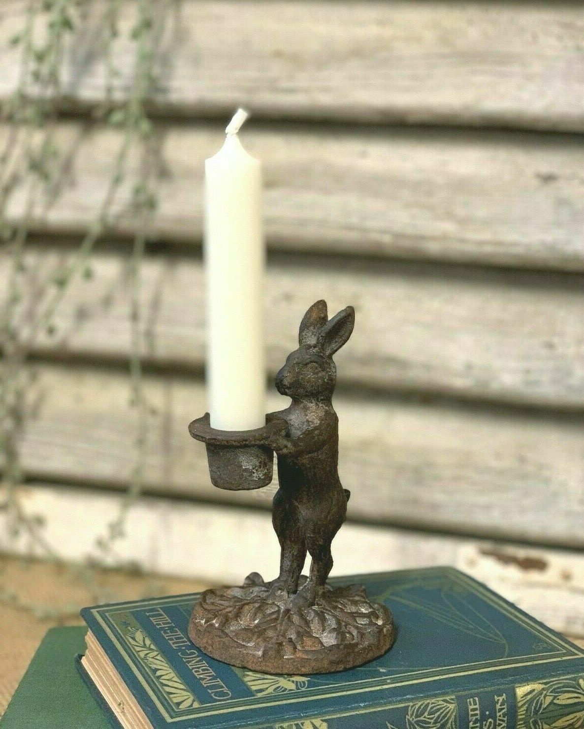 Antique French Style Rabbit Hare Candlestick Candle Holder Xmas Dinner Table