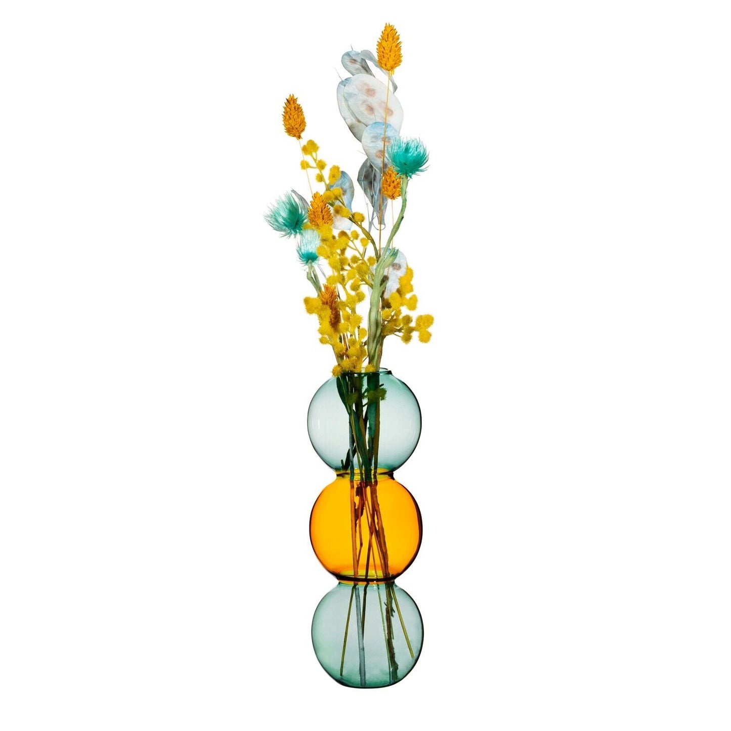 22cm Tall Glass Bubble Vase Home Decor Flowers Buds Vase 3 Tiered Vase