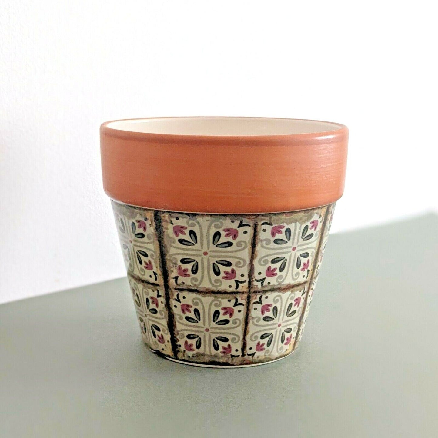 14cm Terracotta Plant Pot Cover Ceramic Planter Tiles Glazed Moroccan Vase Pot