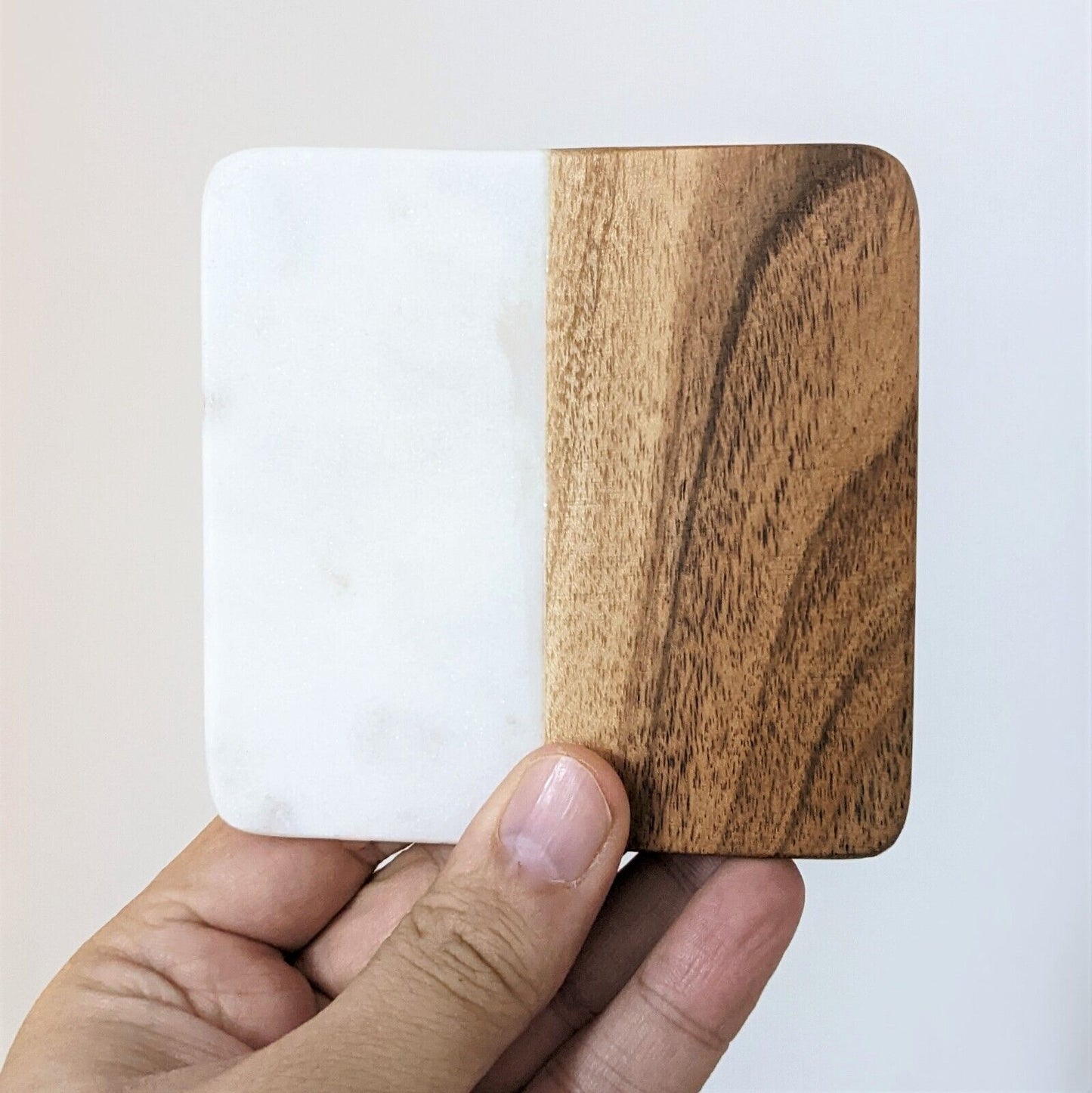 Set of 4 Two Tone Marble Coasters Cups Mug Mats Dinnerware Worktop Saver Mat