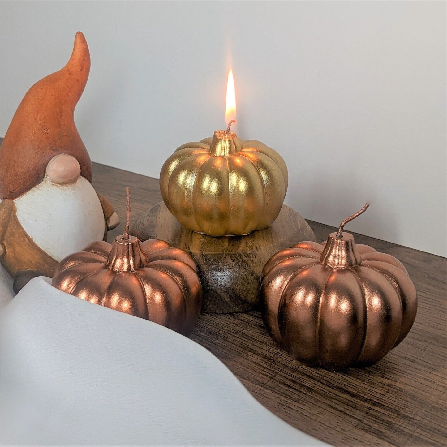 Pumpkin Gold Bronze Halloween Candles Pumpkin Shaped Wax Candles Autumn Decor