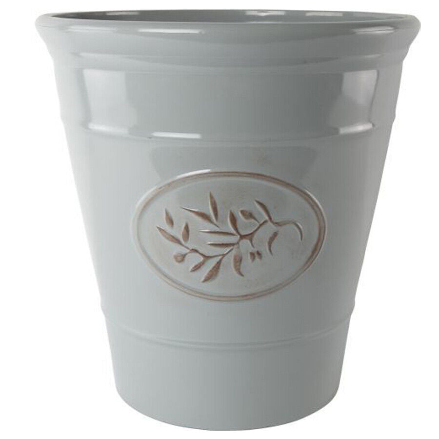 Gloss Ceramic Plastic Planters Flower Plant Pots Barrel Tall Bowl Olive Cover