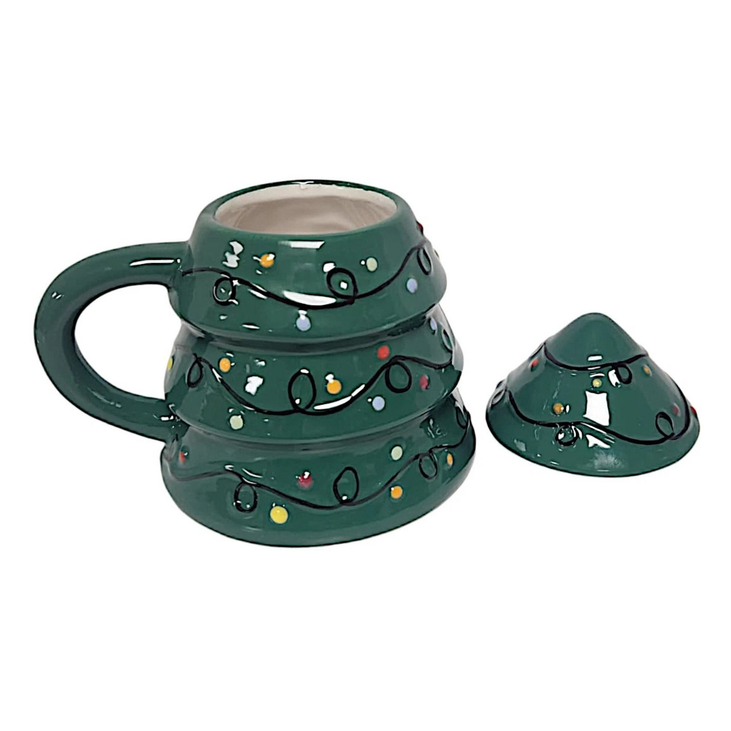 Christmas Tree Ceramic Mug with Lid Tea Coffee Cup Festive Xmas Decorative Gift