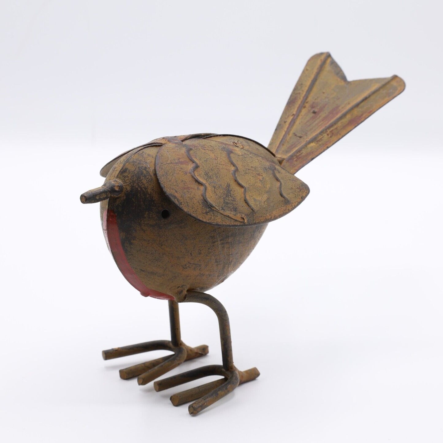 Rustic Metal Garden Robin Ornament Outdoor Tin Robin Bird Vintage Decoration
