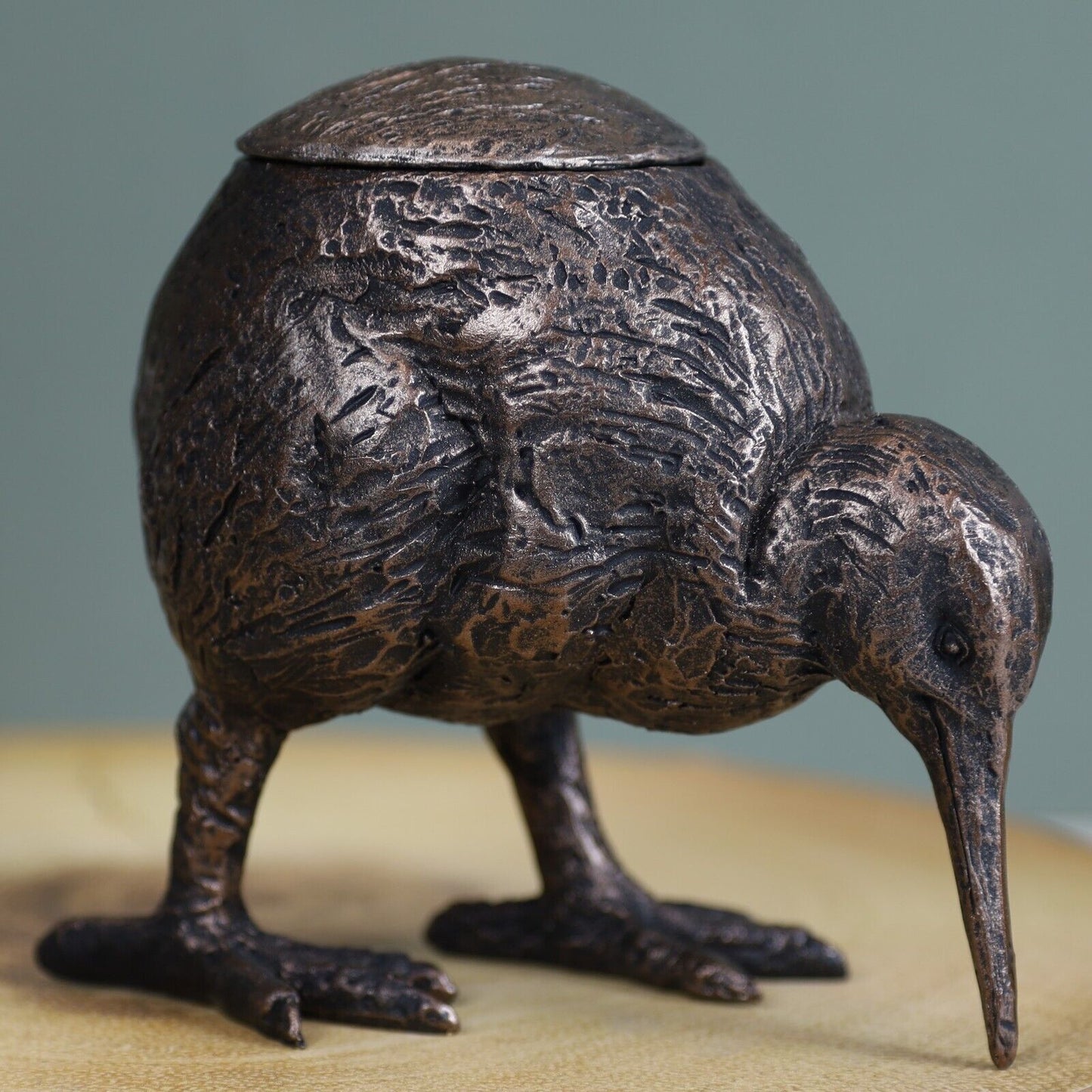 13cm Bird Salt Cellar Resin Salt Pot Aged Copper Finish Kitchen Handmade Pot