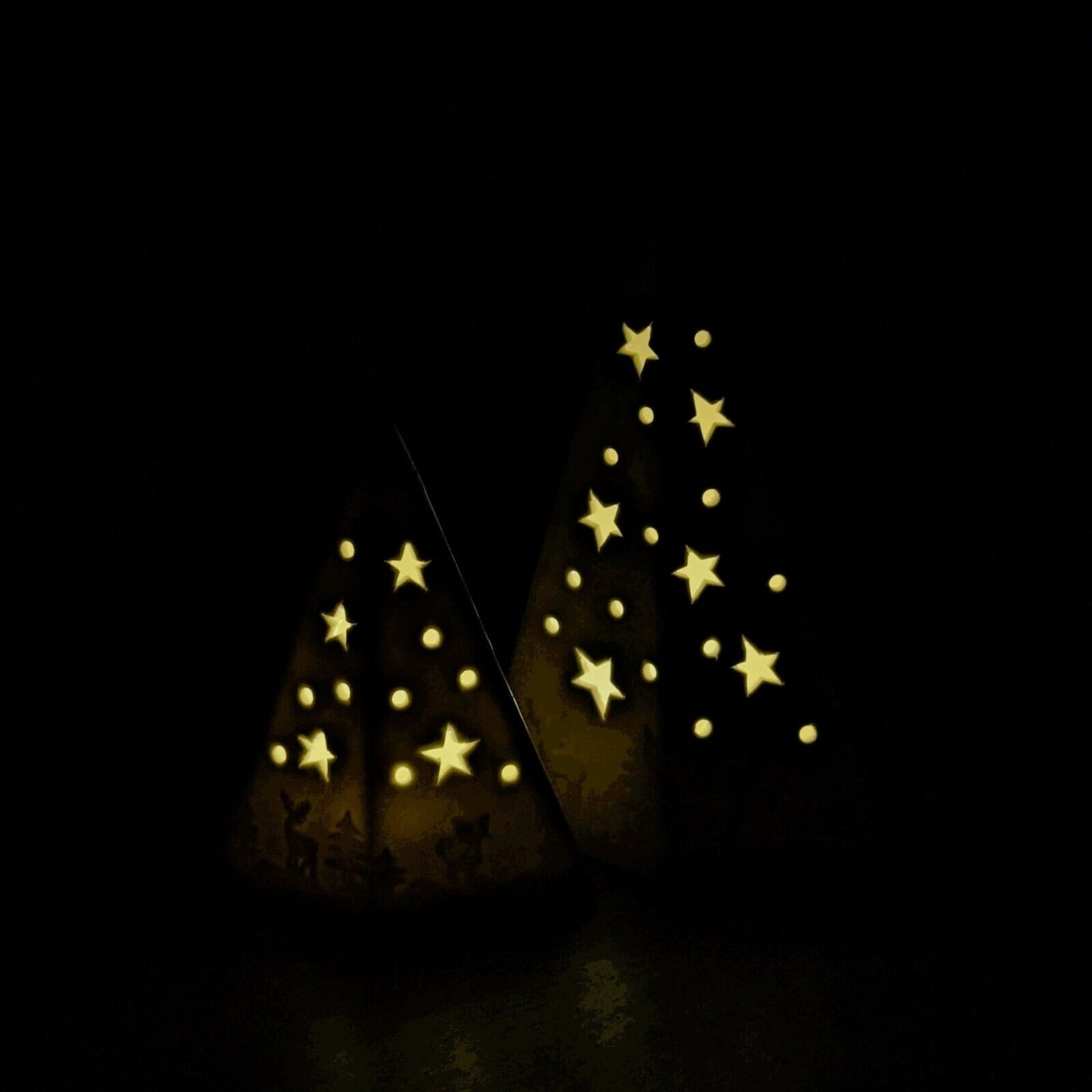 Ceramic Christmas Light Up Tree Reindeer Stag Star Cut Out Light Up Ornaments