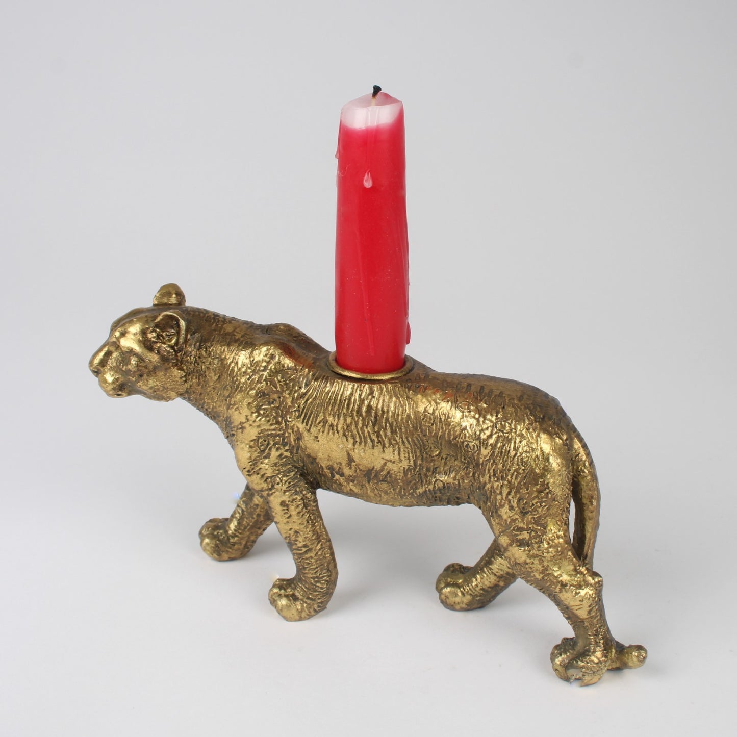 Resin Gold Leopard Taper/Dinner Candle Stick Holder Animal Statue Antique Gift