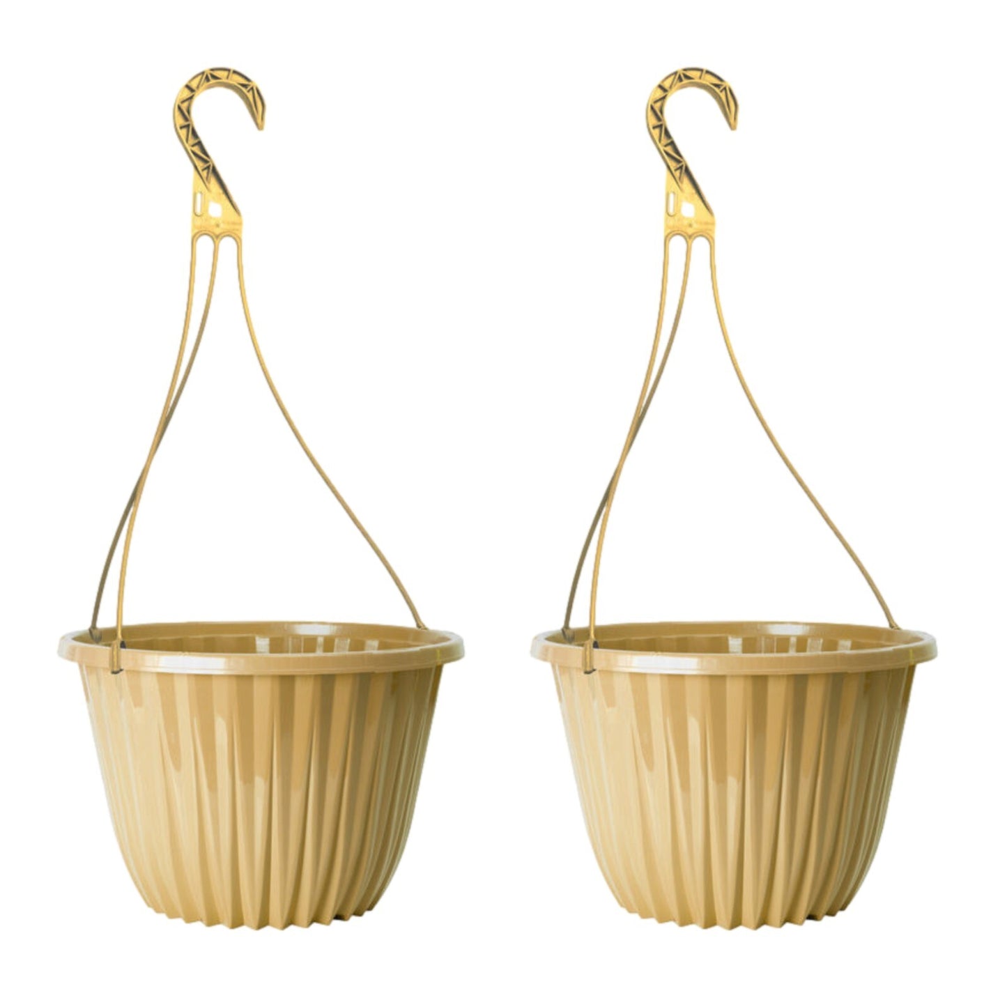 Plastic Yellow Hanging Basket 27cm Plant Pot 7L Home Garden Hook Planter Glossy