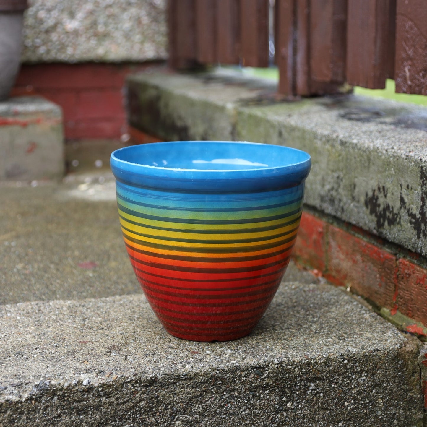 2Pc Round Plastic Rainbow Plant Pot 23cm Outdoor 5.5L Home Garden Planter Cover