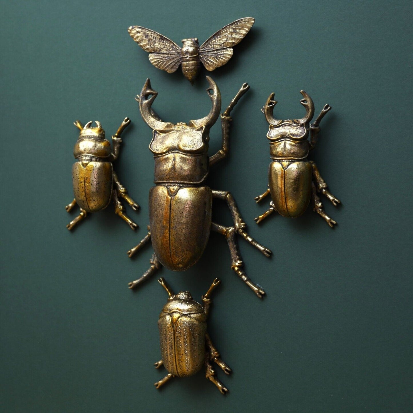 Steampunk Gold Stag Lady Beetle Wall Bee Art Hanging Insect Bug Ornament Décor