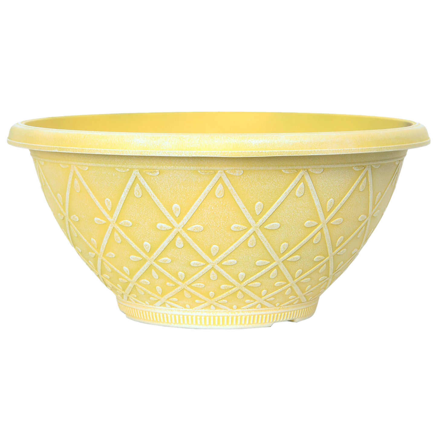 2Pc Plastic Prisma Bowl Planter 30cm Powdered Sunglow Yellow 6L Garden Plant Pot