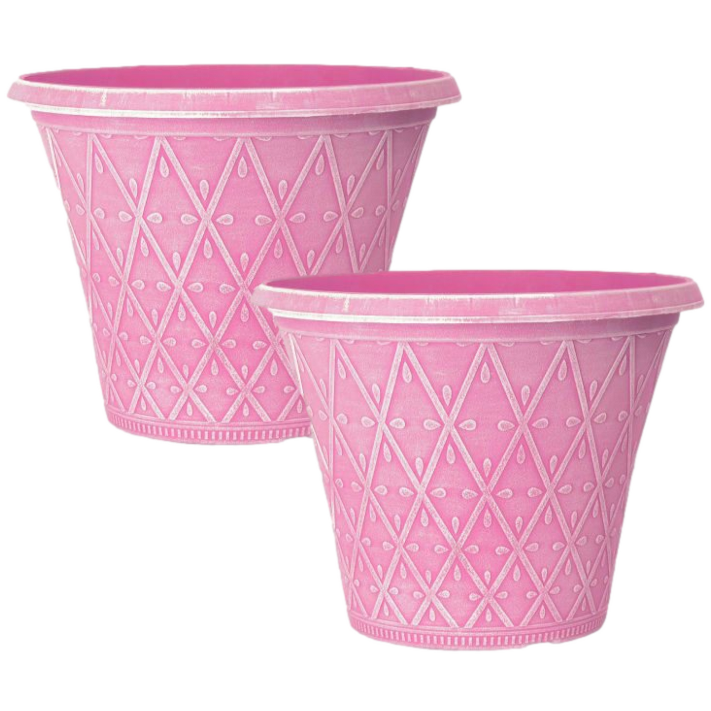 Planter Set of 2 Round 30cm Garden Plant Pot Pink Outdoor 10L Decorative Cover