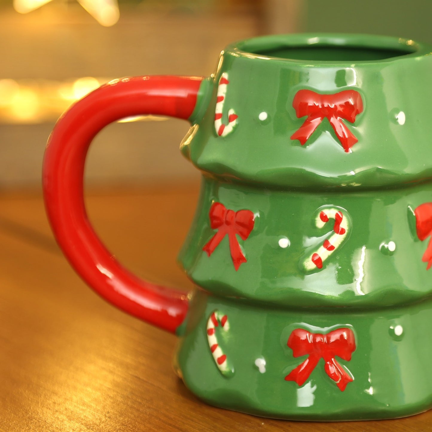 Christmas Tree Ceramic Mug Candy Cane Tea Coffee Cup Festive Xmas Decorative
