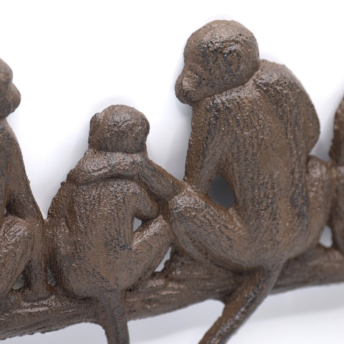 Cast Iron Monkey Family Tail Coat Rack Wall Hooks Key Towel Hanger Rustic Safari