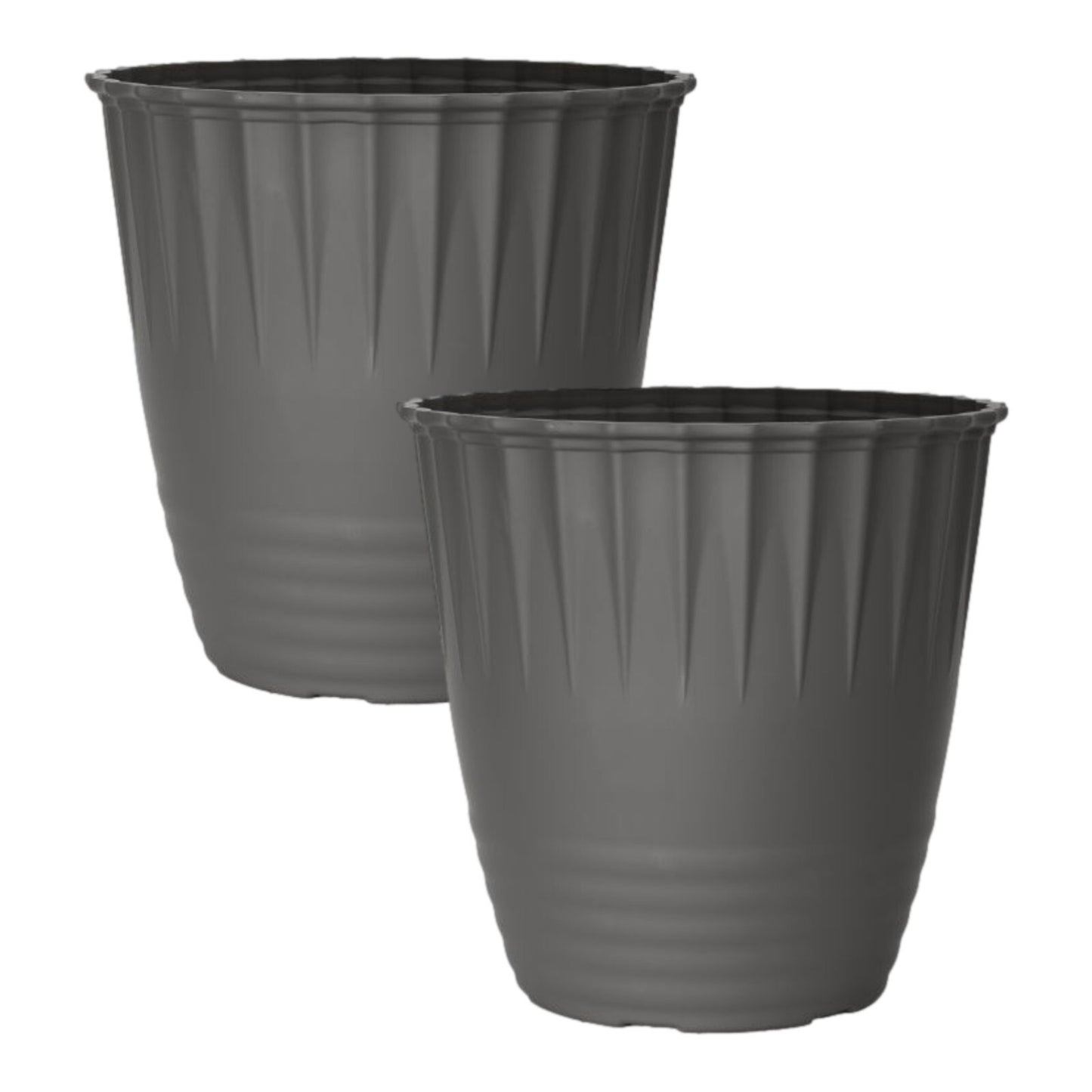Round Plastic Grey Stone Plant Pot 35cm Tall 23L Garden Flower Planter Cover Pot